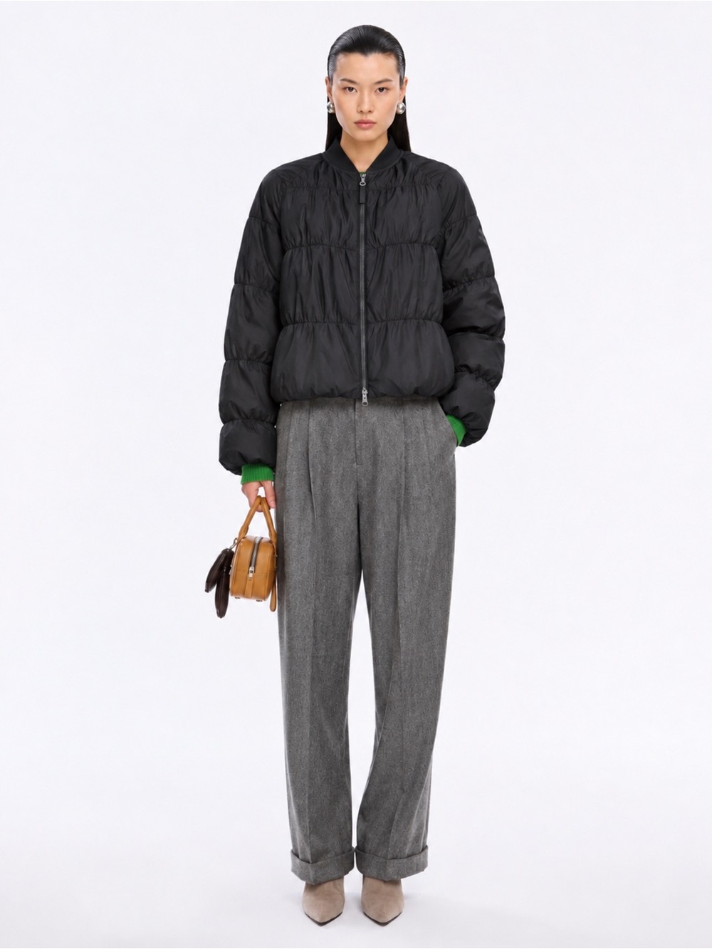 JNBY Black Down Puffer Bomber Jacket size S
